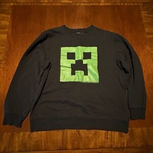 J!NX Minecraft Creeper Face Logo Black Sweatshirt Pullover Youth/Men's XL Gaming